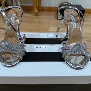 Aquazzura Celeste Sandal 105 (Silver Crystal)